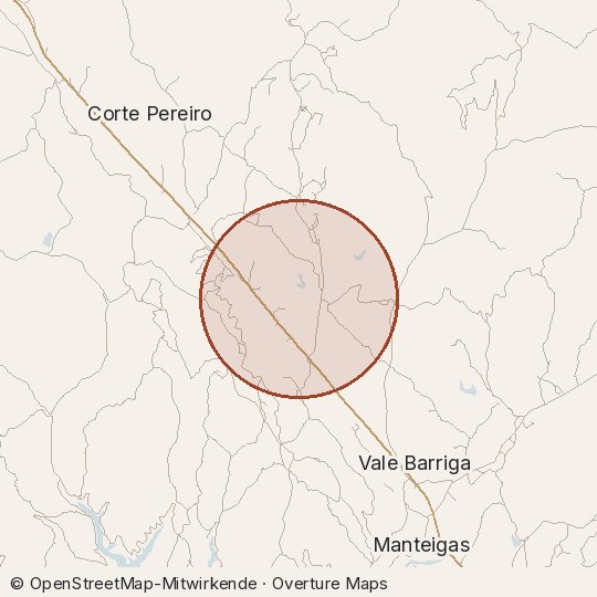 Map of the area, circle about one kilometre