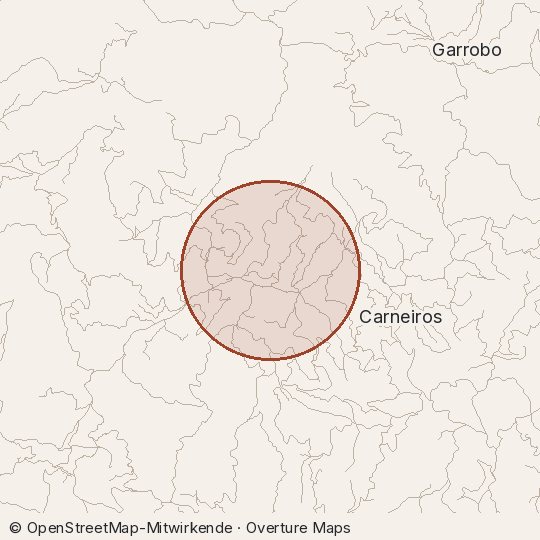 Map of the area, circle about one kilometre