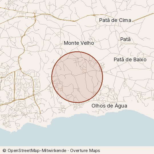 Map of the area, circle about one kilometre
