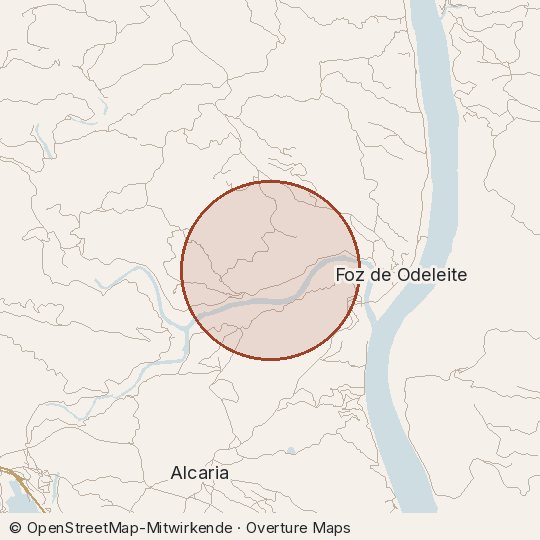 Map of the area, circle about one kilometre