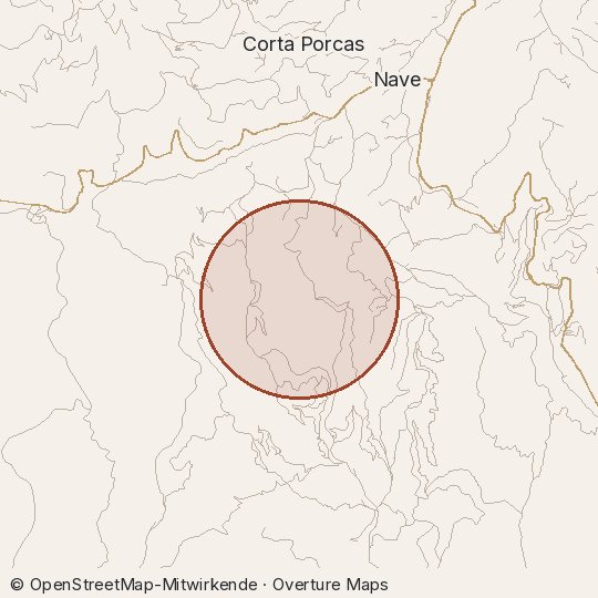 Map of the area, circle about one kilometre