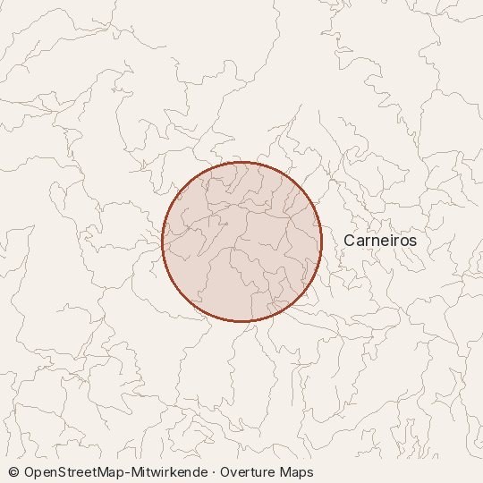 Map of the area, circle about one kilometre