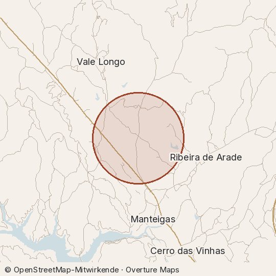 Map of the area, circle about one kilometre