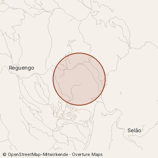 Map of the area, circle about one kilometre