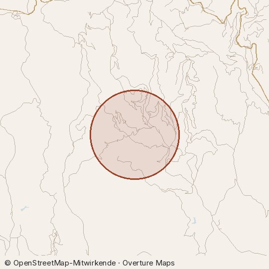 Map of the area, circle about one kilometre