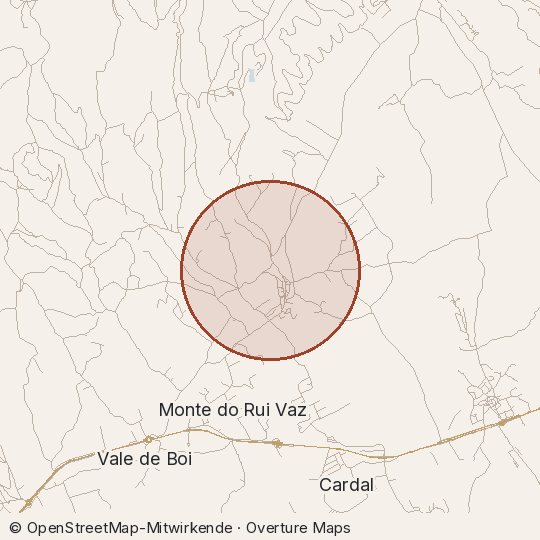 Map of the area, circle about one kilometre