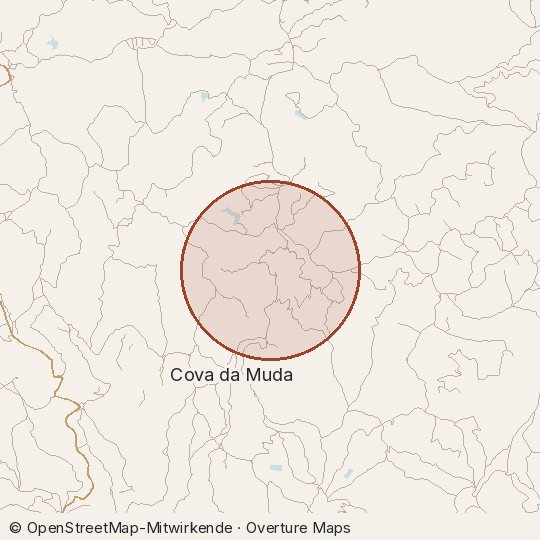 Map of the area, circle about one kilometre