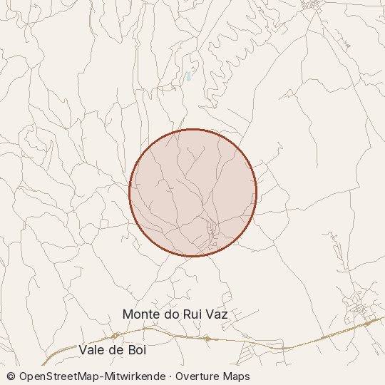 Map of the area, circle about one kilometre